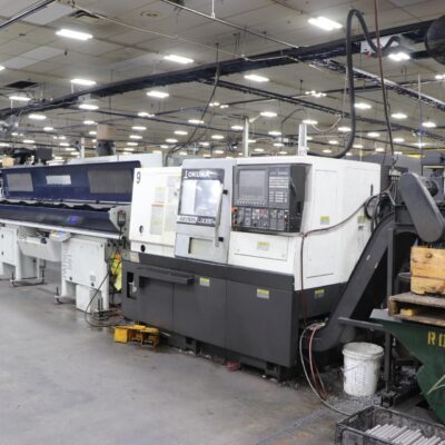 2019 OKUMA GENOS L3000-E CNC TURNING CENTER, PATRIOT 551 BAR FEEDER