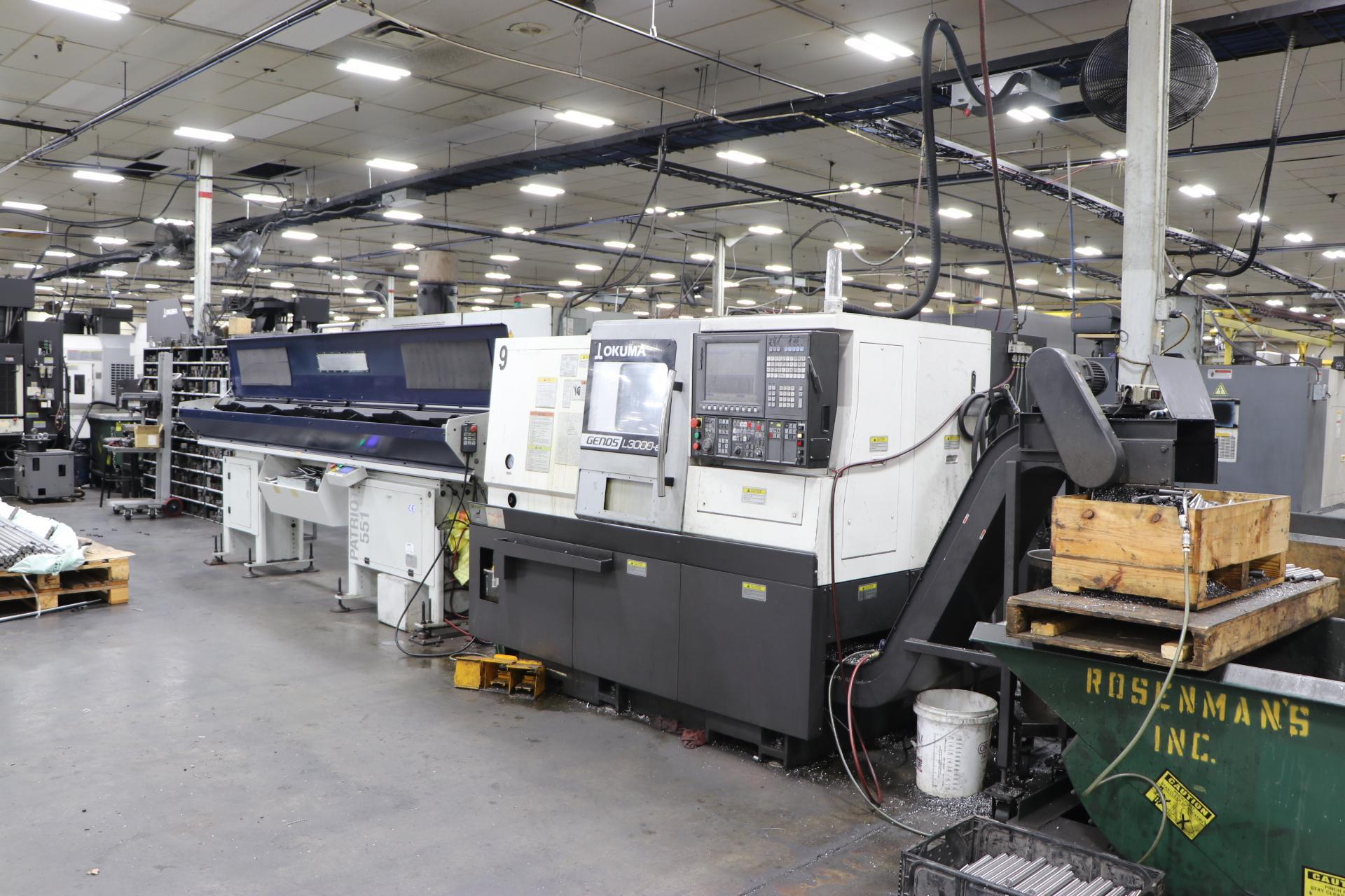 2019 OKUMA GENOS L3000-E CNC TURNING CENTER, PATRIOT 551 BAR FEEDER - Image 2