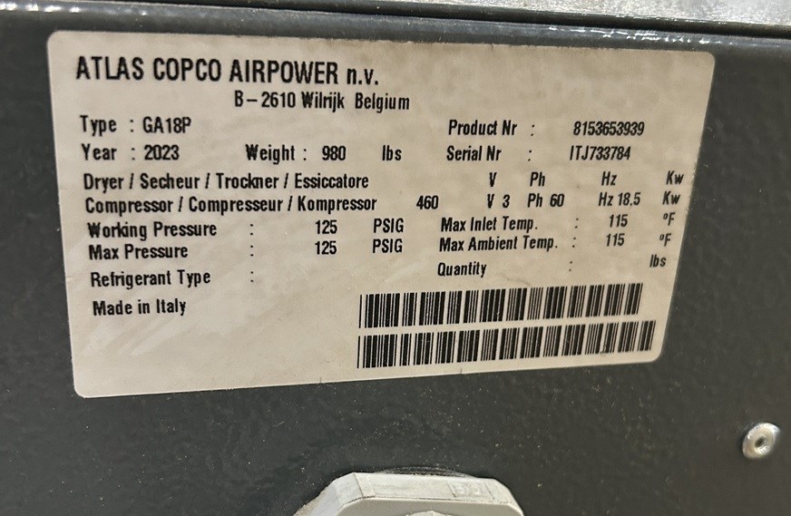 Atlas Copco “GA18P” Rotary Screw Air Compressor yr 2023 – Mt Vernon, NY - Image 7