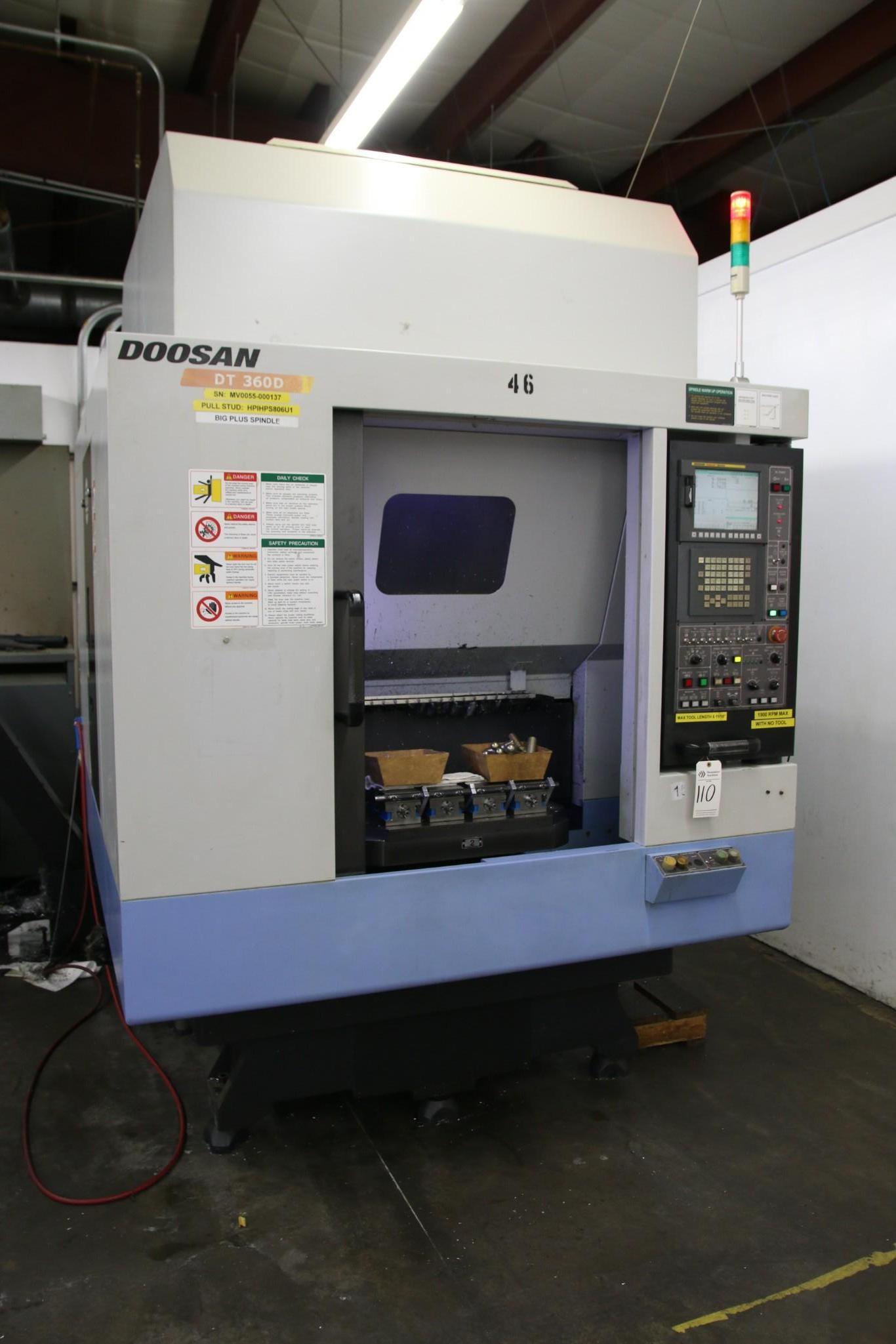 2012 DOOSAN DT 360D 40 TAPER CNC DUAL PALLET DRILL AND TAP, WITH 8 KURT VISES - Image 4