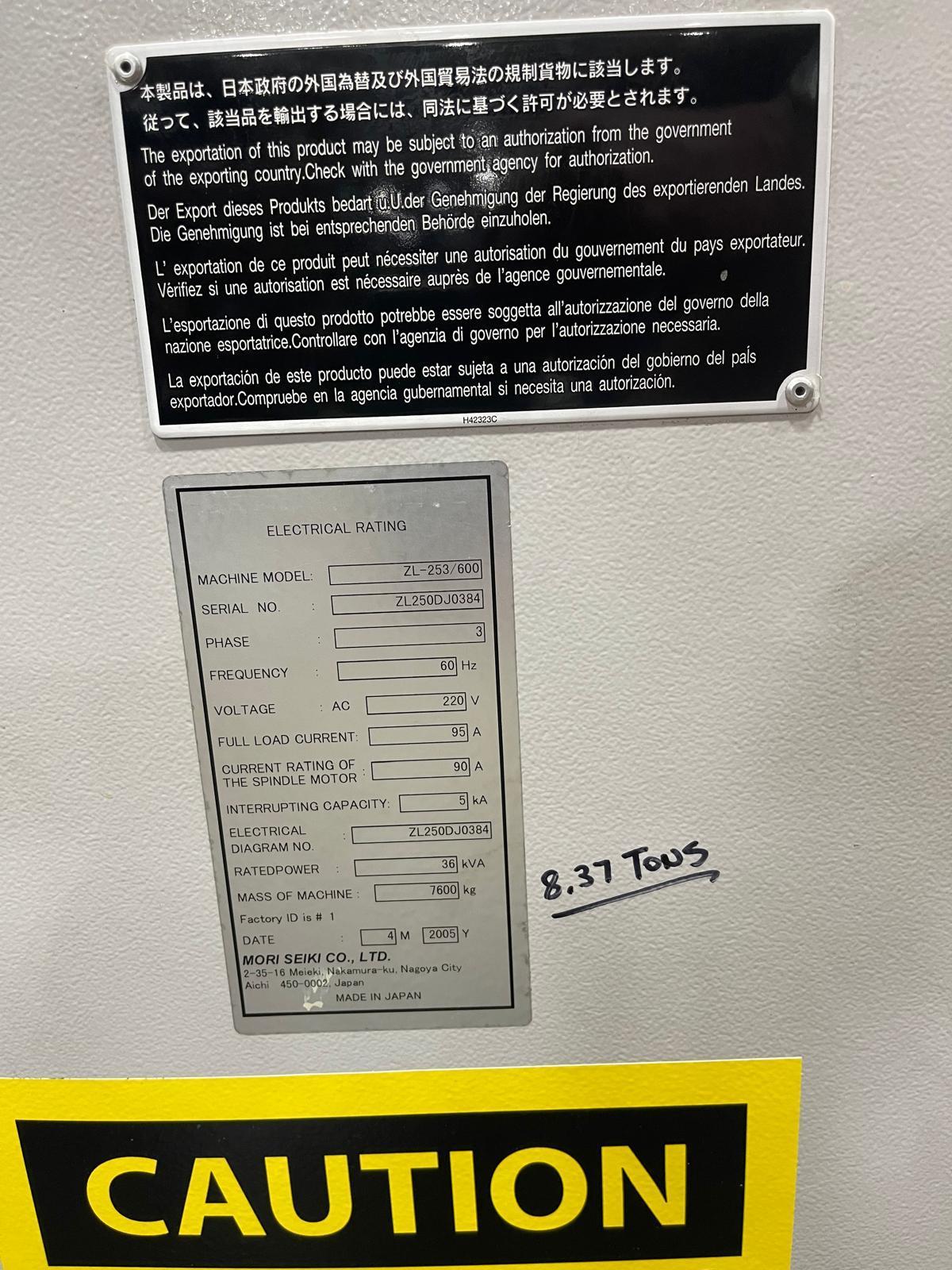 2005 MORI SEIKI ZL-253/600 CNC LATHE - Image 9