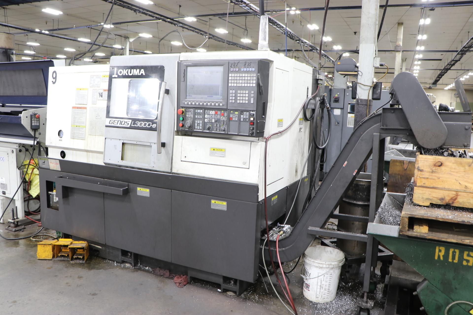 2019 OKUMA GENOS L3000-E CNC TURNING CENTER, PATRIOT 551 BAR FEEDER - Image 4